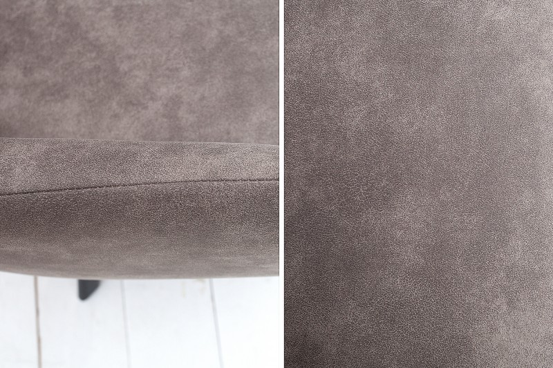 Chaise de salle à manger design vintage de couleur gris taupe en microfibre
