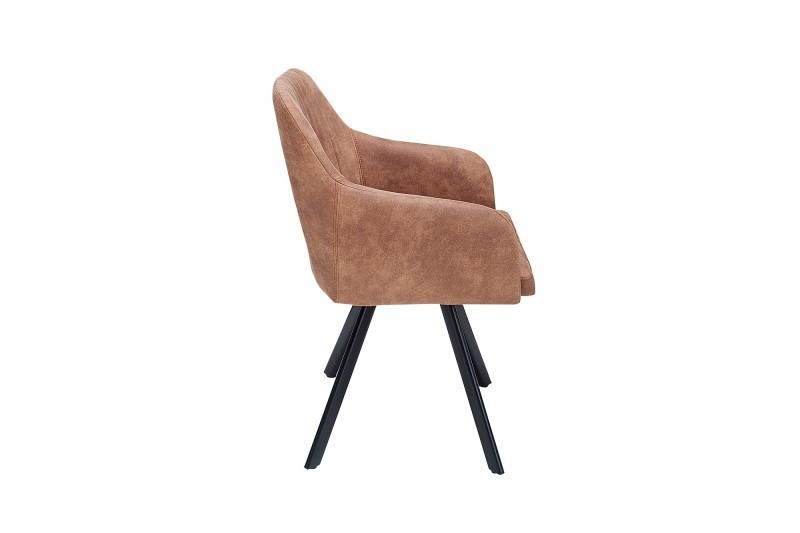 Chaise de salle à manger design vintage de couleur brun en microfibre