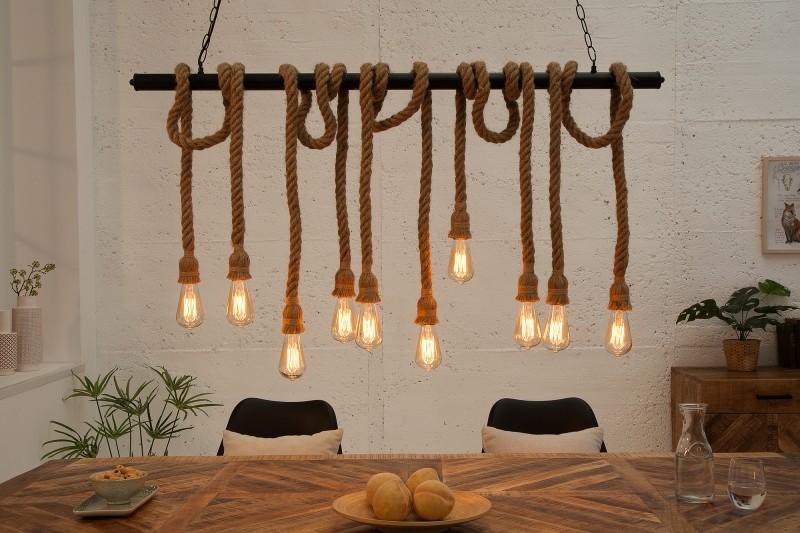 Suspension design marin naturel à 10 lampes