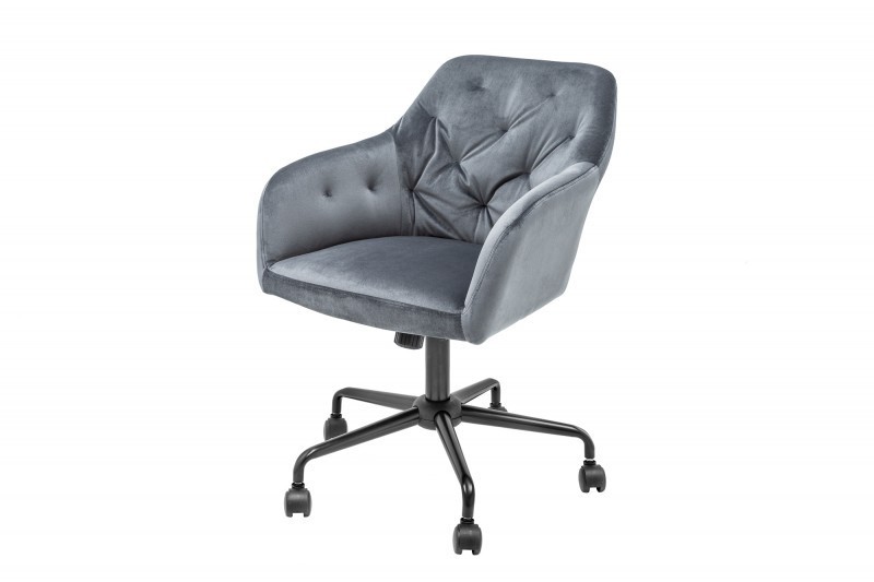 Chaise de bureau velours avec accoudoir gris