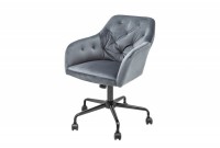 Chaise de bureau velours avec accoudoir gris