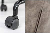 Chaise de bureau en velours coloris  taupe  avec un dossier capitonné