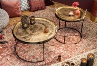 Ensemble de deux table basse dorée