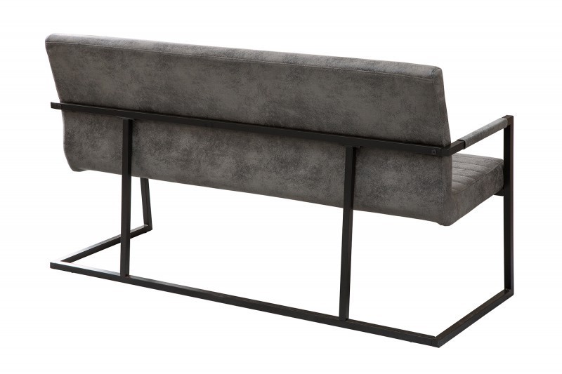Banc design coloris gris antique en microfibre avec piétement en métal
