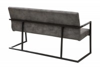 Banc design coloris gris antique en microfibre avec piétement en métal