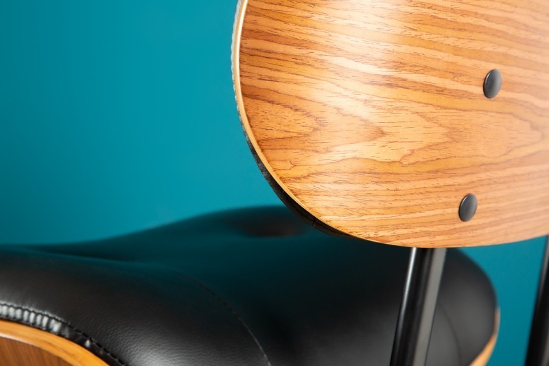 Tabouret de bar design rétro de couleur noire avec piétement réglable