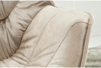 Chaise design scandinave de salle à manger coloris champagne greige en microfibre avec piétement en métal