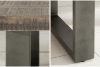 Table basse 100cm coloris gris en bois massif et fer