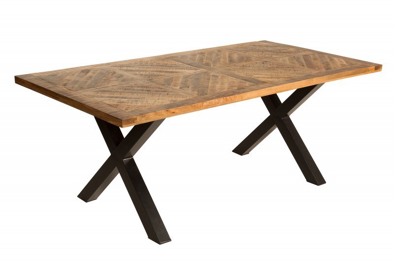 Table à manger 160cm design industriel en bois de manguier naturel