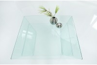 Table basse contemporaine en verre 70cm  avec étagère transparente