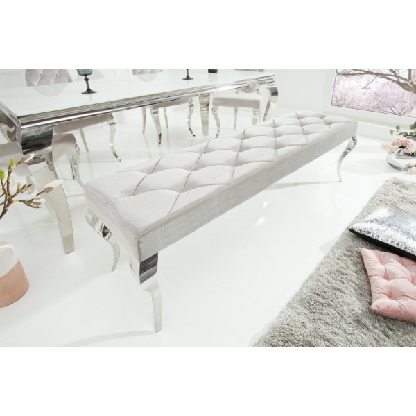 Banquette design BAROQUE  172cm en velours et acier inoxydable