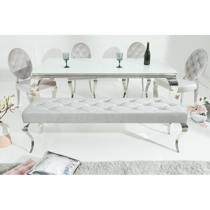Banquette design BAROQUE  172cm en velours et acier inoxydable