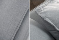 Grand canapé d'angle 255cm en lin gris style campagnard