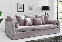Grand canapé 3 places en velours taupe 210cm