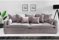 Grand canapé 3 places en velours taupe 210cm
