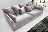 Grand canapé 3 places en velours taupe 210cm