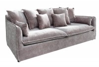 Grand canapé 3 places en velours taupe 210cm