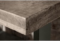 Table de bar design industriel de 120 cm coloris gris et noir en métal et bois massif