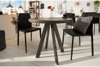 Table à manger haute de style industriel coloris gris en bois massif et métal