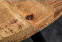 Table à manger design rond de 120 cm coloris naturel et noir en bois massif et métal