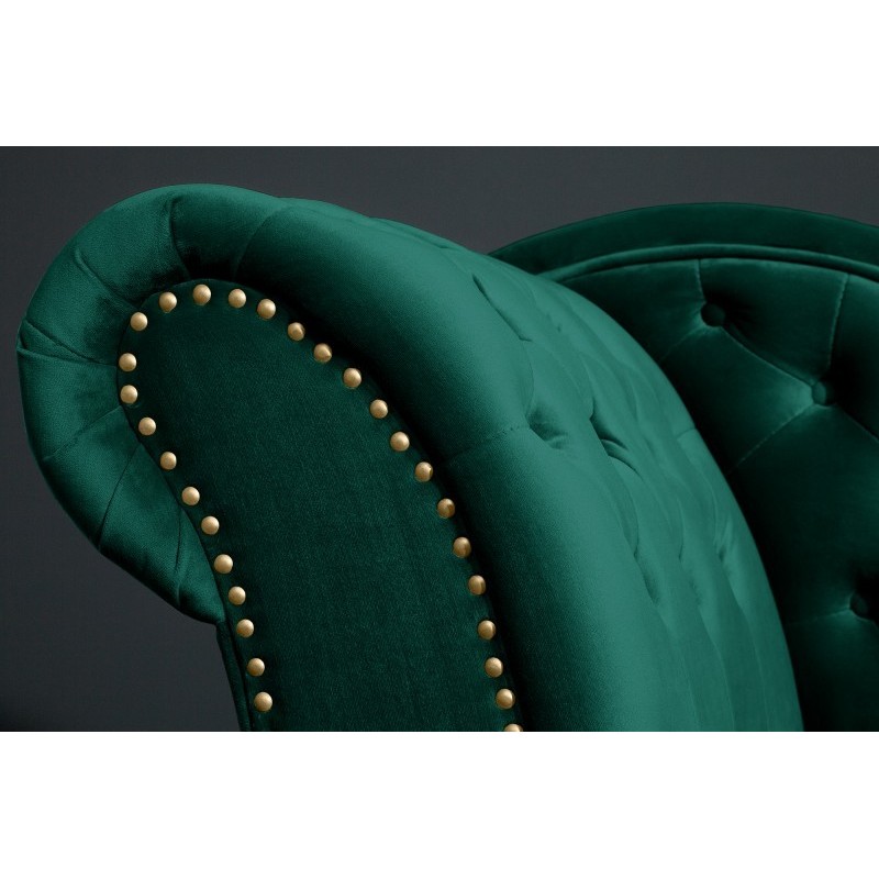 Méridienne design Chesterfield capitonné en simili cuir vert émeraude