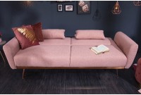 Canapé-lit convertible de 208cm coloris vieux rose