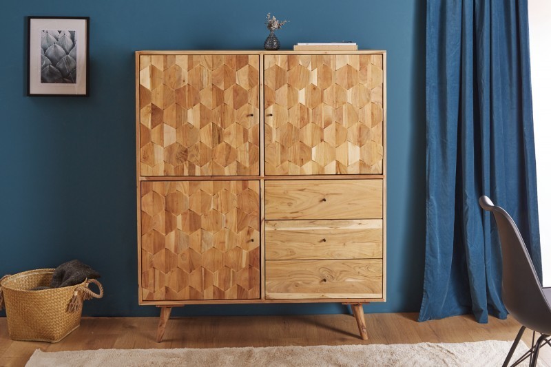 Bahut en bois massif de 140cm coloris naturel