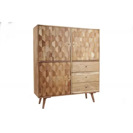 Bahut en bois massif de 140cm coloris naturel