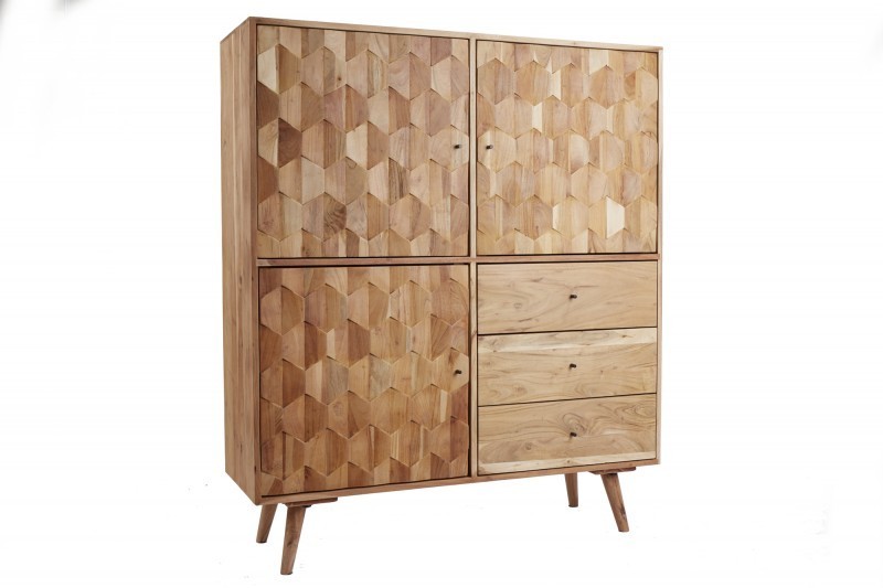Bahut en bois massif de 140cm coloris naturel