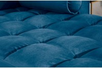 Canapé d'angle VELVET design capitonné coloris bleu foncé