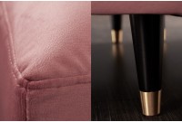 Canapé d'angle VELVET capitonné coloris rose foncé