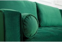 Canapé d'angle VELVET capitonné coloris vert émeraude