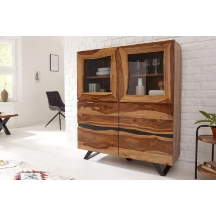 Vitrine design en bois massif coloris naturel