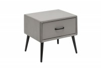 Table de chevet en velours coloris gris argenté