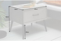 Table de chevet en velours coloris gris argenté