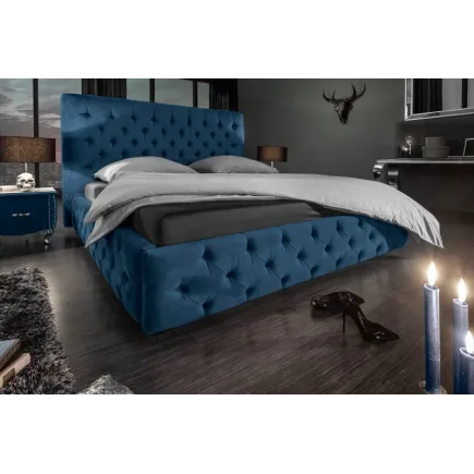 Lit design baroque 180 x 200 cm coloris bleu foncé 2