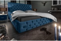 Lit design baroque 180 x 200 cm coloris bleu foncé
