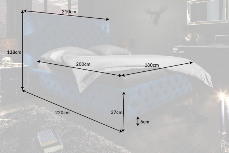 Lit design baroque 180 x 200 cm coloris bleu foncé