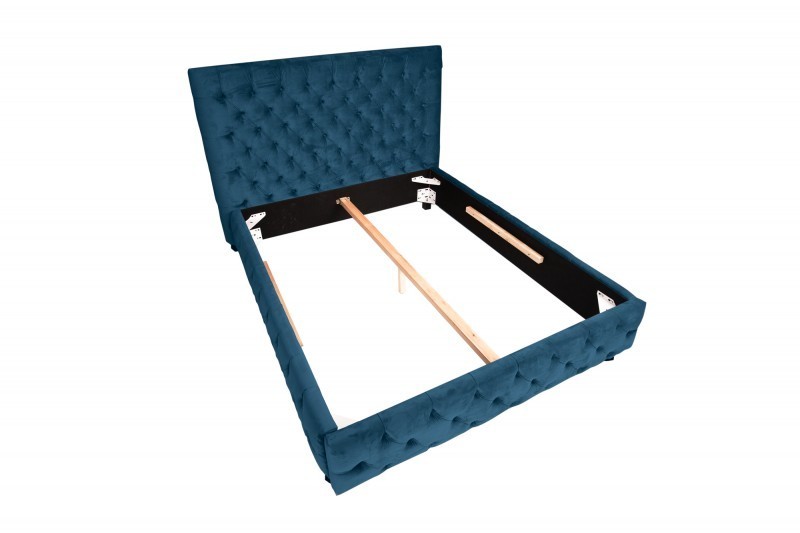 Lit design baroque 180 x 200 cm coloris bleu foncé