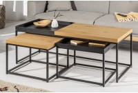 Ensemble de 3 tables basses coloris noir et chêne