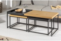 Ensemble de 3 tables basses coloris noir et chêne