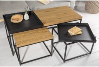 Ensemble de 3 tables basses coloris noir et chêne