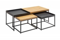 Ensemble de 3 tables basses coloris noir et chêne