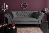 Canapé 230cm design capitonné coloris gris