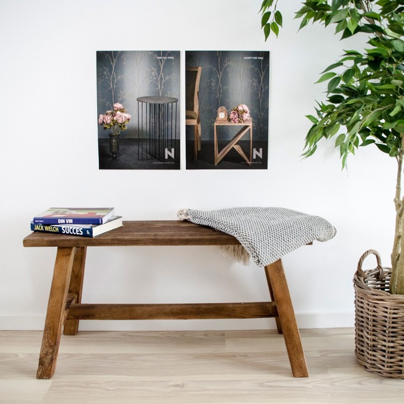 Banc Barcelona en Teck Recyclé Naturel - Pièce Unique 90 cm | Elsines