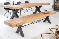 Banc de 200cm en bois massif design industriel