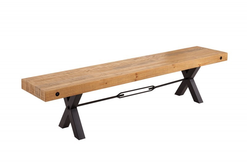Banc de 200cm en bois massif design industriel