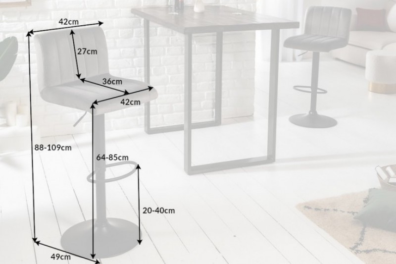 Tabouret de bar en velours coloris gris