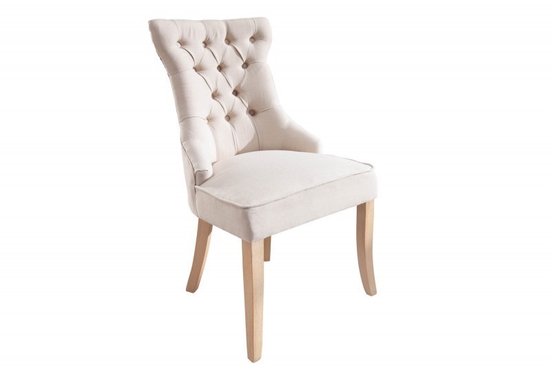 Chaise de table à manger en velours coloris beige