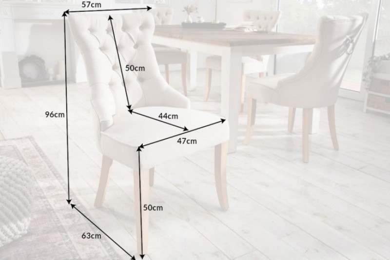 Chaise de table à manger en velours coloris beige